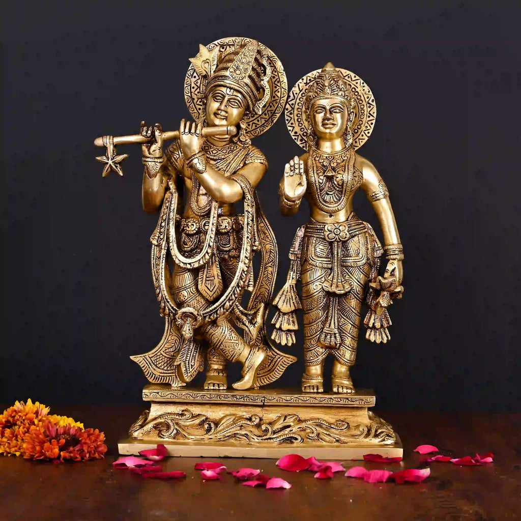 Brass Standing Radha Krishna Idol (12 Inch) Vedansh Craft