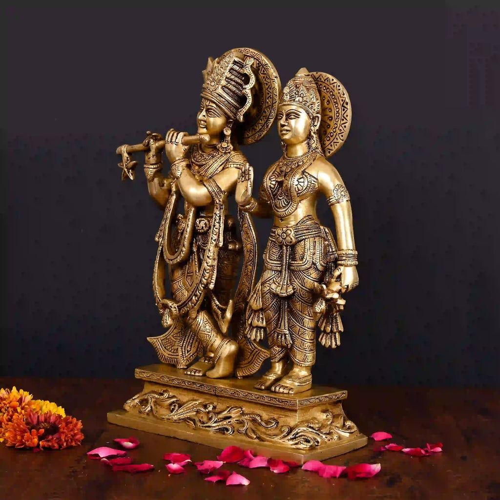 Brass Standing Radha Krishna Idol (12 Inch) Vedansh Craft