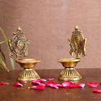 Brass Shankh Chakra Diya Set (4.3 Inch) Vedansh Craft