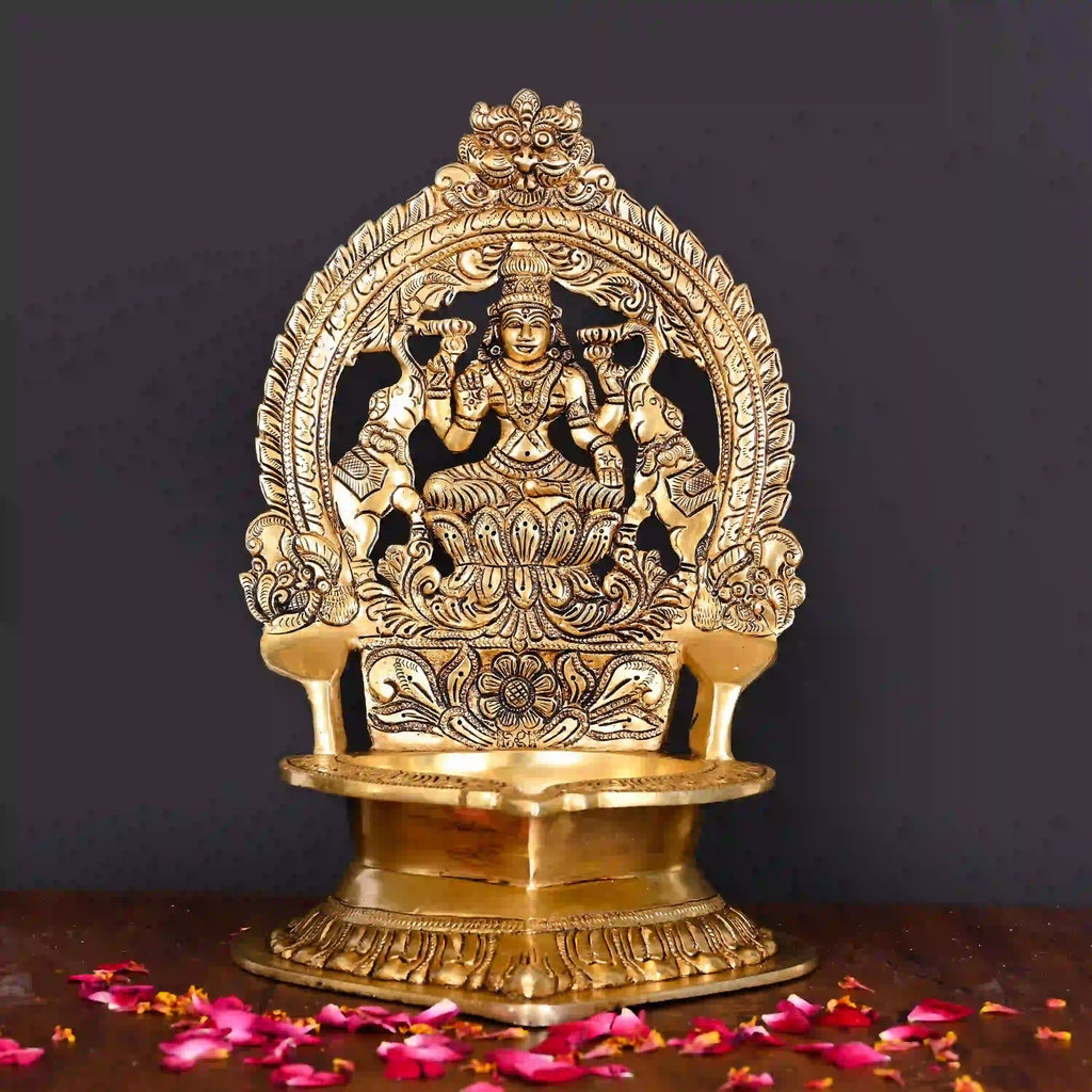 Brass Lakshmi Vilaku Diya (13 Inch) Vedansh Craft