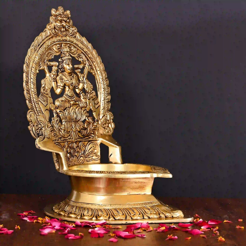 Brass Lakshmi Vilaku Diya (13 Inch) Vedansh Craft