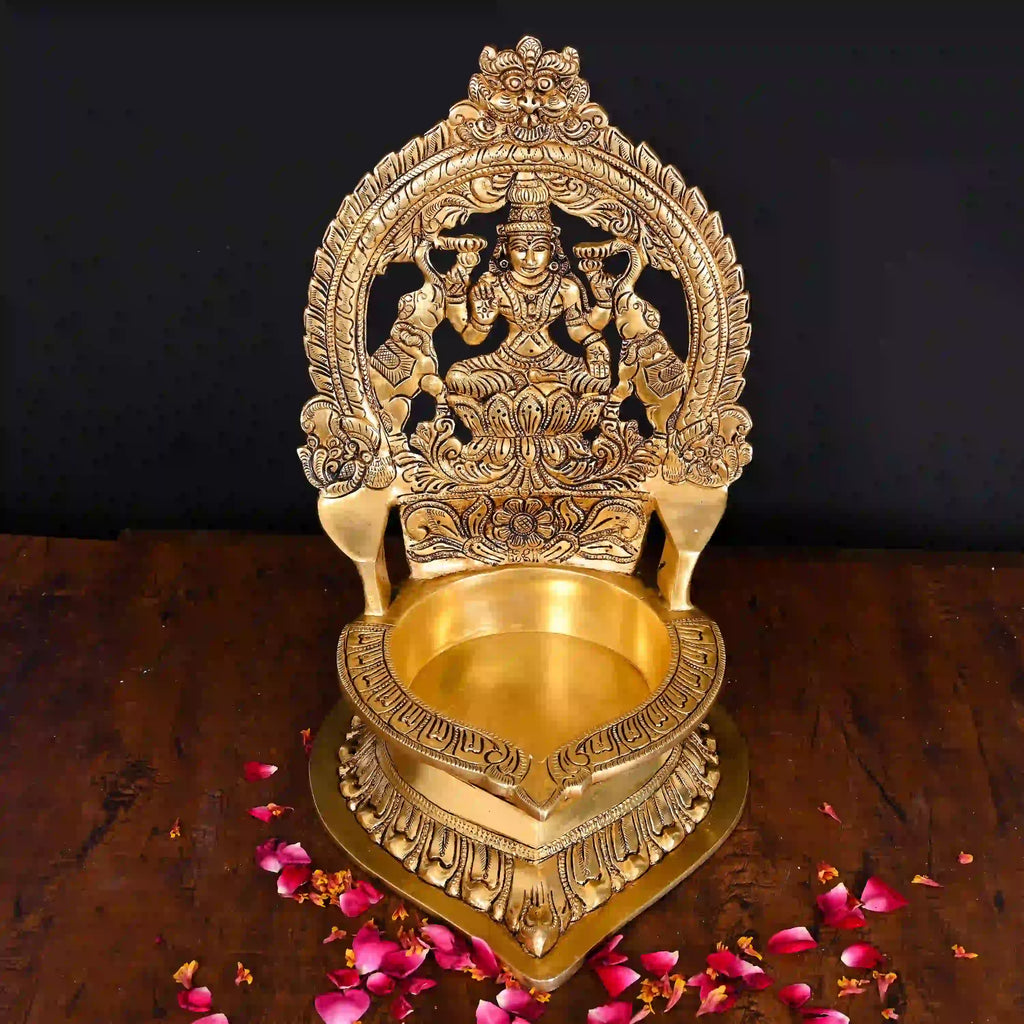 Brass Lakshmi Vilaku Diya (13 Inch) Vedansh Craft