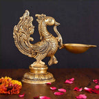 Brass Peacock Single Petal Diya (7.5 Inch) Vedansh Craft