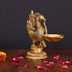 Brass Peacock Single Petal Diya (7.5 Inch) Vedansh Craft