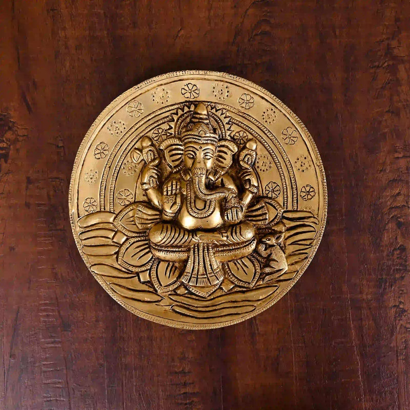 Brass Ganesha Wall Hanging Plate (7 Inch) Vedansh Craft