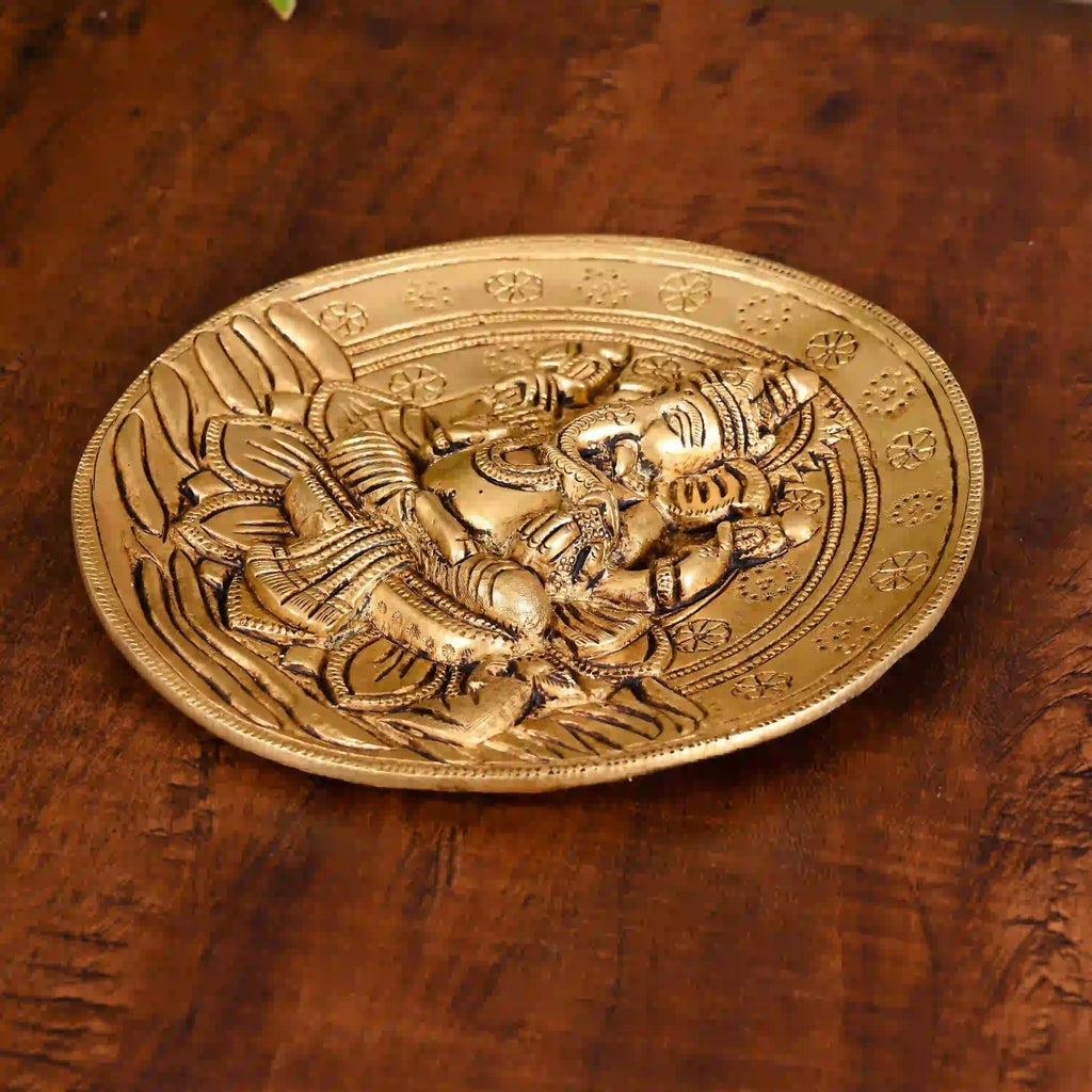 Brass Ganesha Wall Hanging Plate (7 Inch) Vedansh Craft