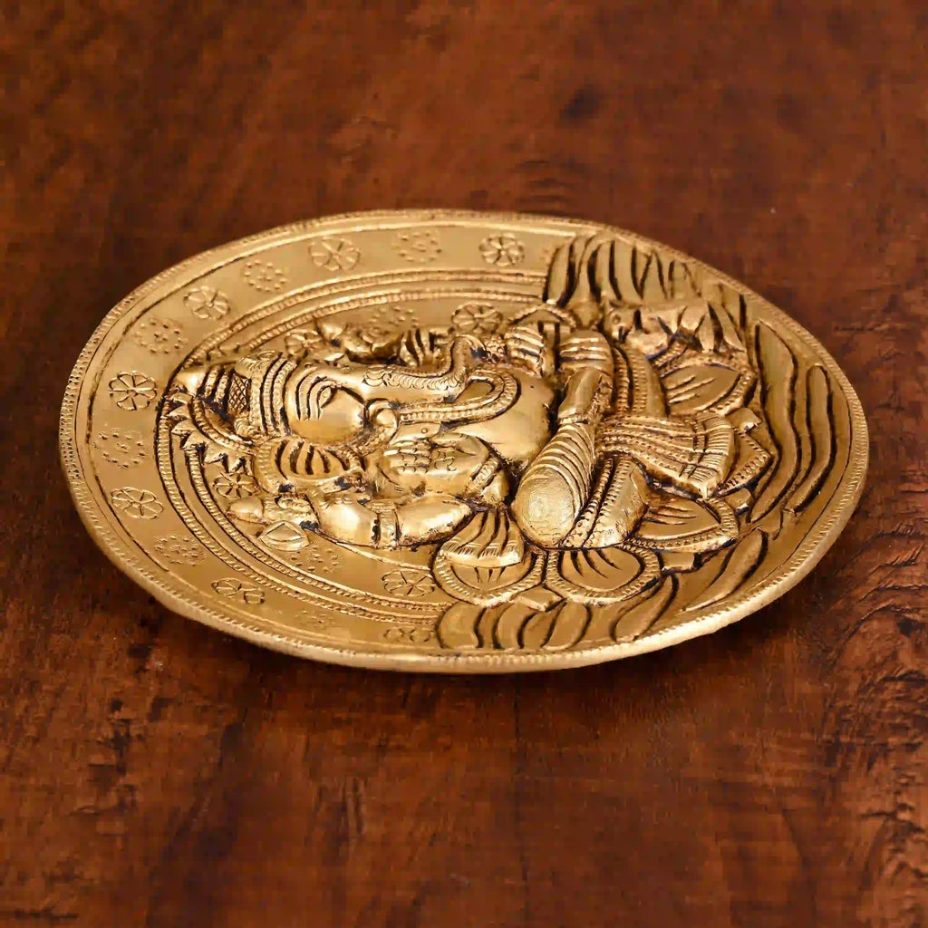 Brass Ganesha Wall Hanging Plate (7 Inch) Vedansh Craft
