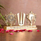Brass Shankh Chakra Namah Religious Showpiece (4 Inch) Vedansh Craft