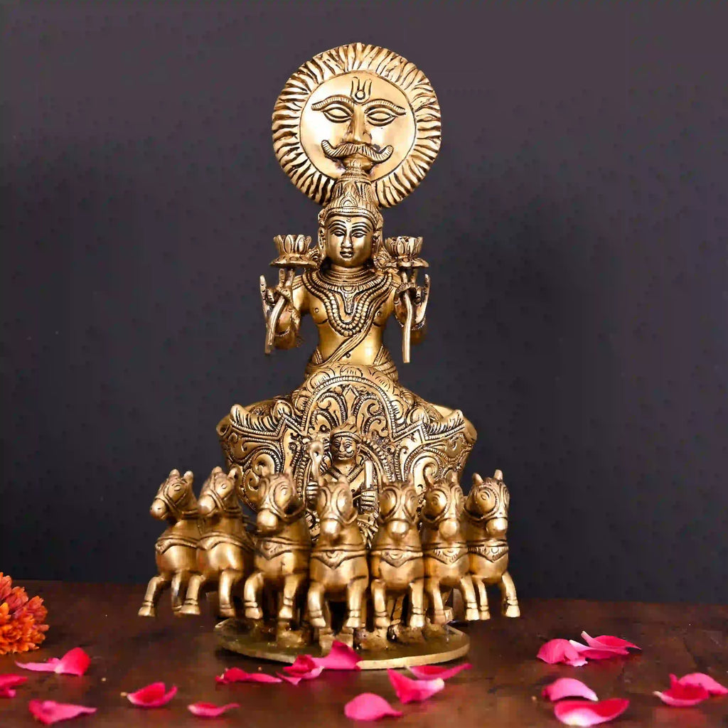 Brass Superfine Surya Rath Idol (12 Inch) Vedansh Craft