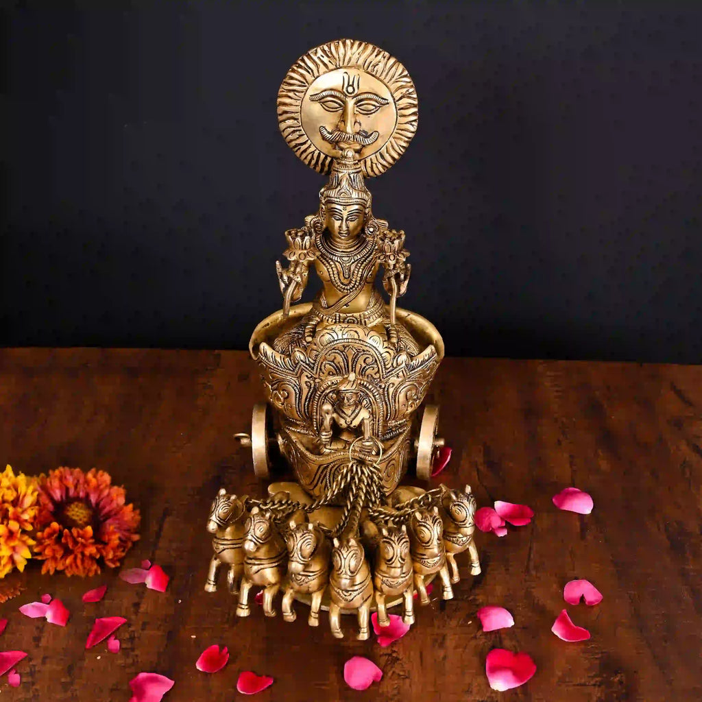 Brass Superfine Surya Rath Idol (12 Inch) Vedansh Craft