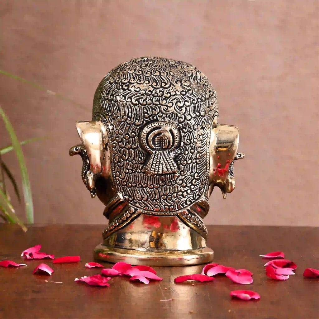 Brass Shiva Mukhlingam Head Idol (6.5 Inch) Vedansh Craft
