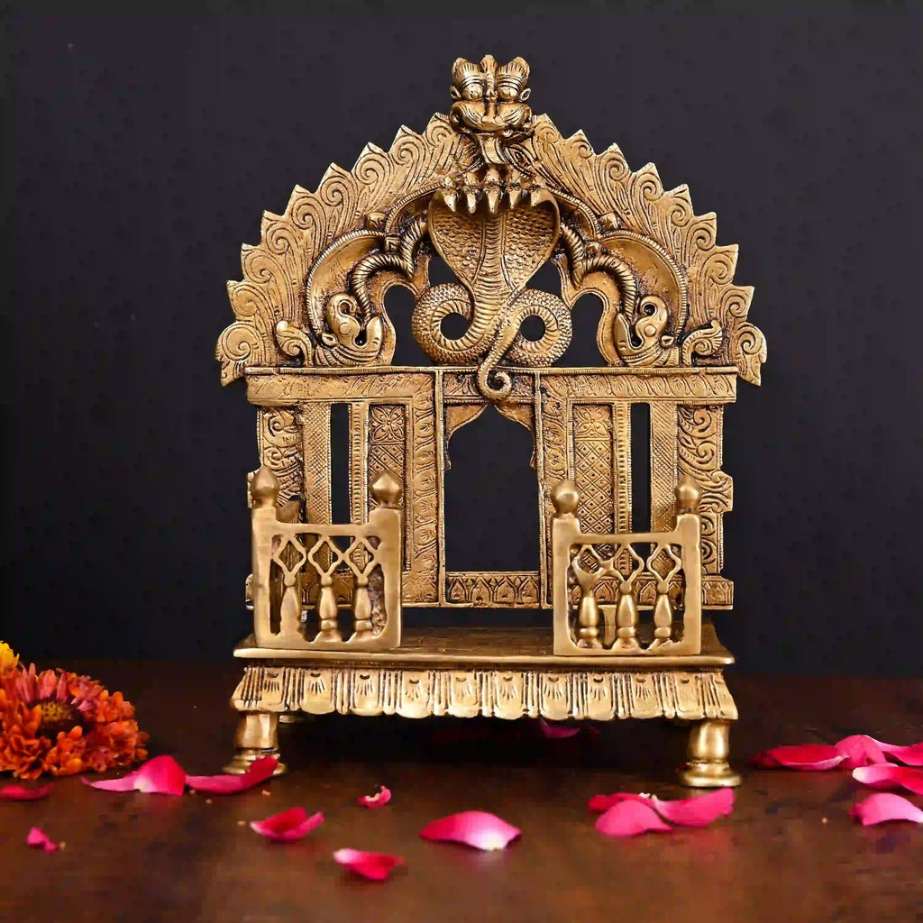 Brass Superfine Sheshnag Singhasan With Prabhavali Craft (9 Inch) Vedansh Craft