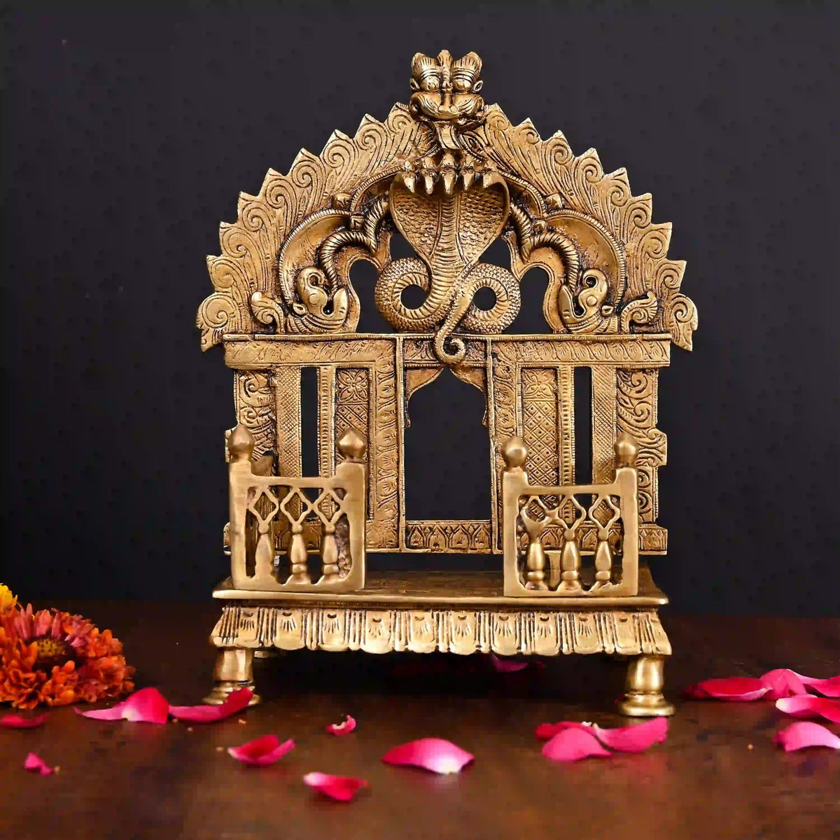 Brass Superfine Sheshnag Singhasan With Prabhavali Craft (9 Inch) Vedansh Craft