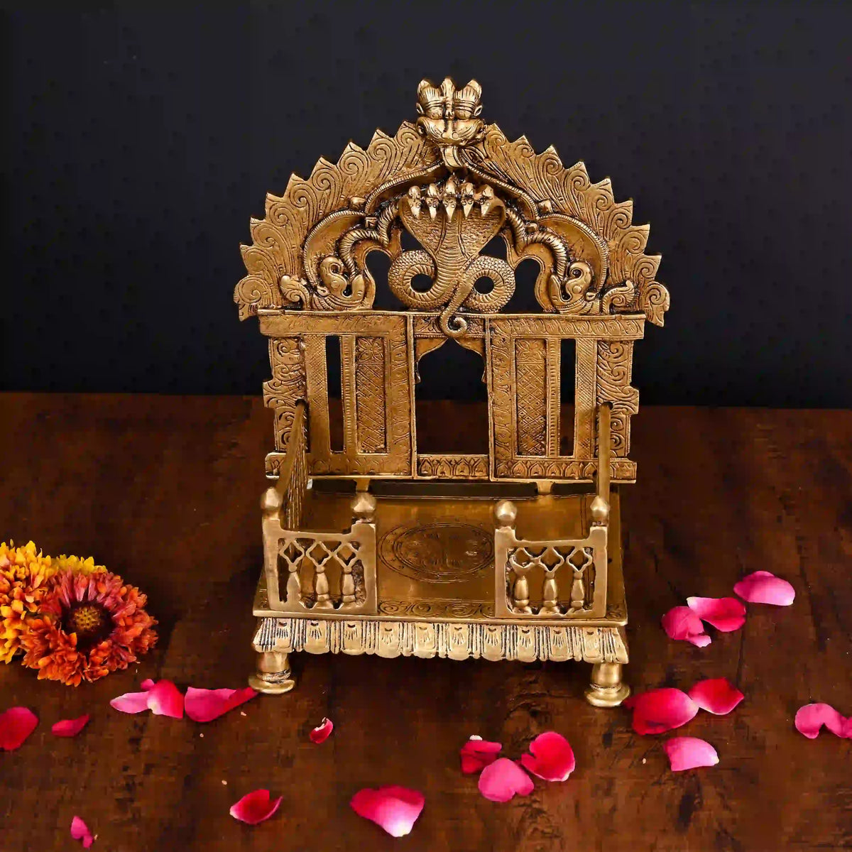 Brass Superfine Sheshnag Singhasan With Prabhavali Craft (9 Inch) Vedansh Craft