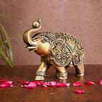 Brass Royal Elephant Statue Home Accent (5.5 Inch) Vedansh Craft