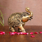 Brass Royal Elephant Statue Home Accent (5.5 Inch) Vedansh Craft