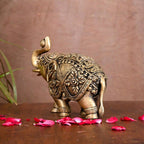 Brass Royal Elephant Statue Home Accent (5.5 Inch) Vedansh Craft