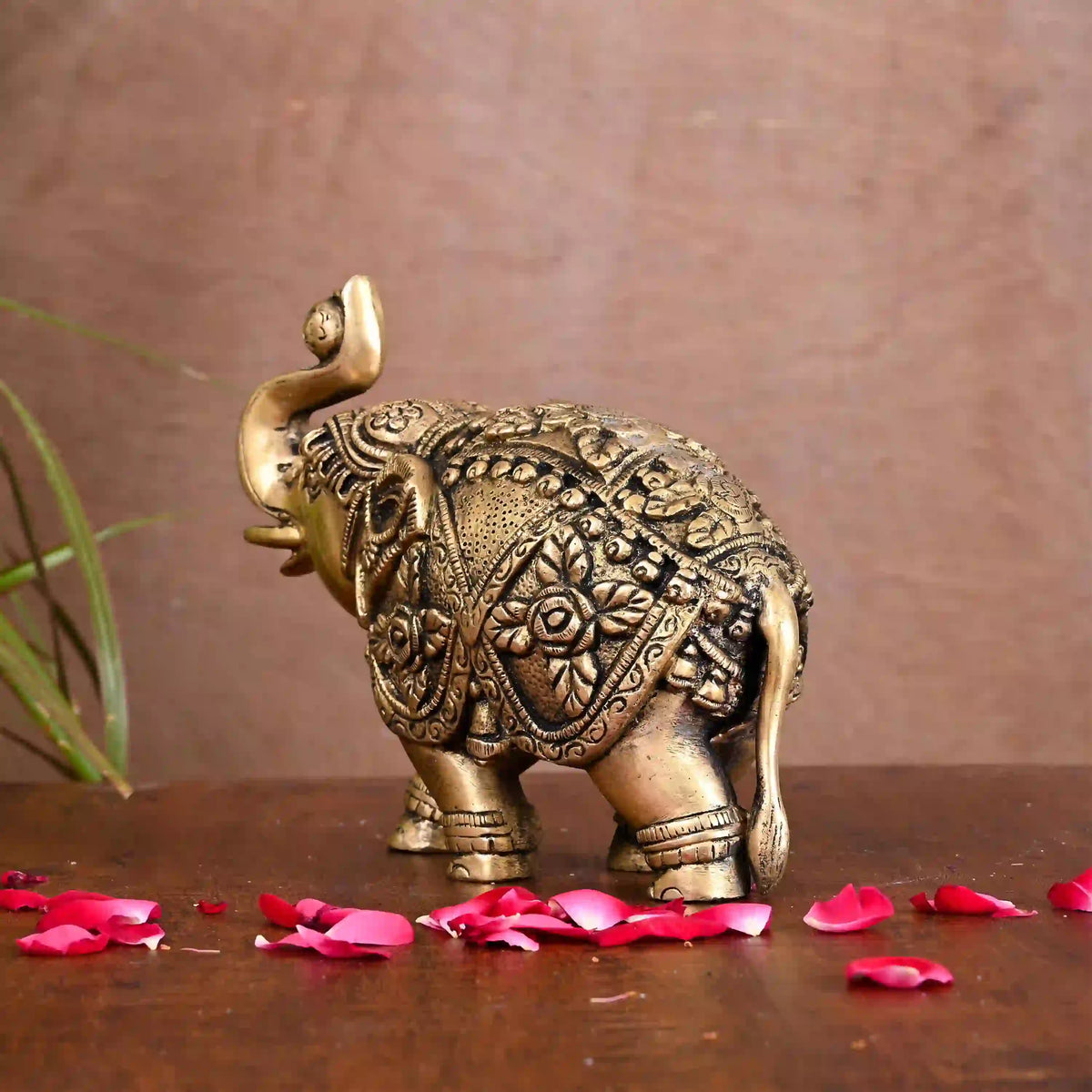 Brass Royal Elephant Statue Home Accent (5.5 Inch) Vedansh Craft