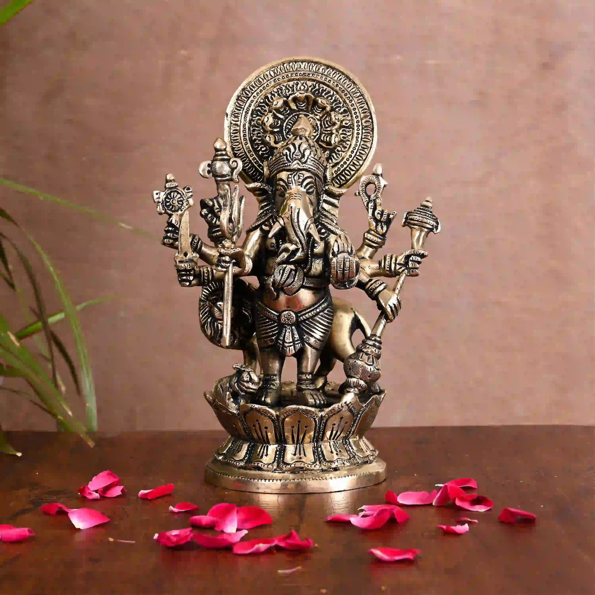Brass Shubha Drishti Standing Ganesha Idol (9 Inch) Vedansh Craft
