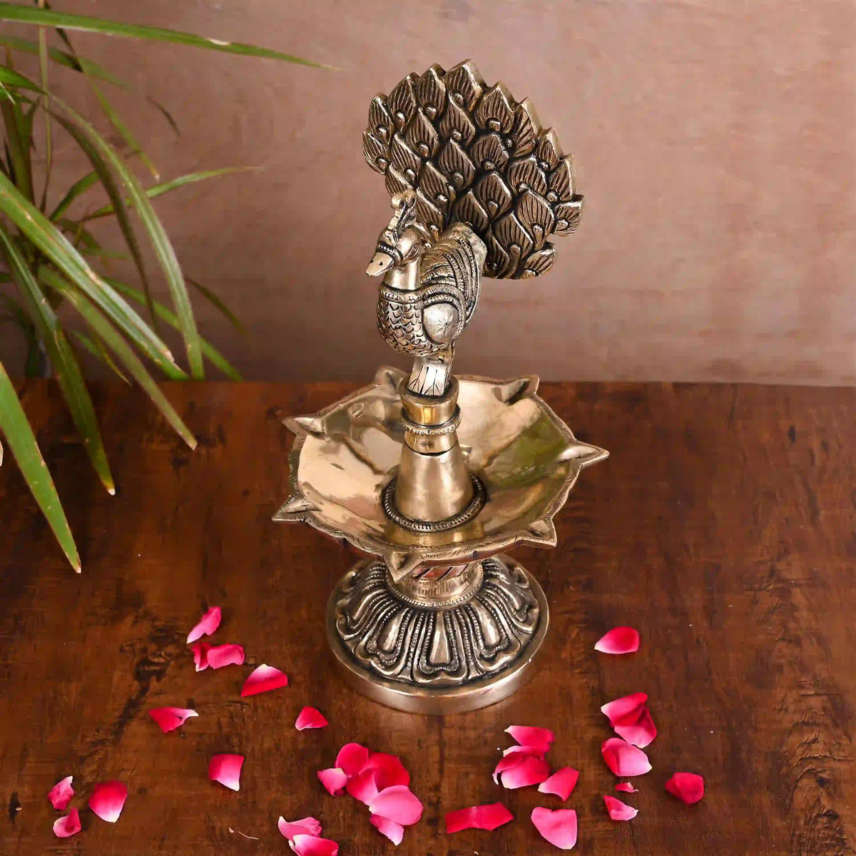 Brass Majestic Peacock Diya/Lamp (11 Inch) Vedansh Craft
