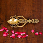 Brass Handcarved Pooja Spoon/Lamp (7.5 Inch) Vedansh Craft