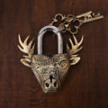 Brass Deer Face Door Lock With Two Keys (4.5 Inch) Vedansh Craft