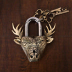 Brass Deer Face Door Lock With Two Keys (4.5 Inch) Vedansh Craft