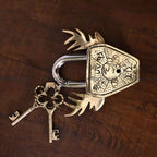 Brass Deer Face Door Lock With Two Keys (4.5 Inch) Vedansh Craft
