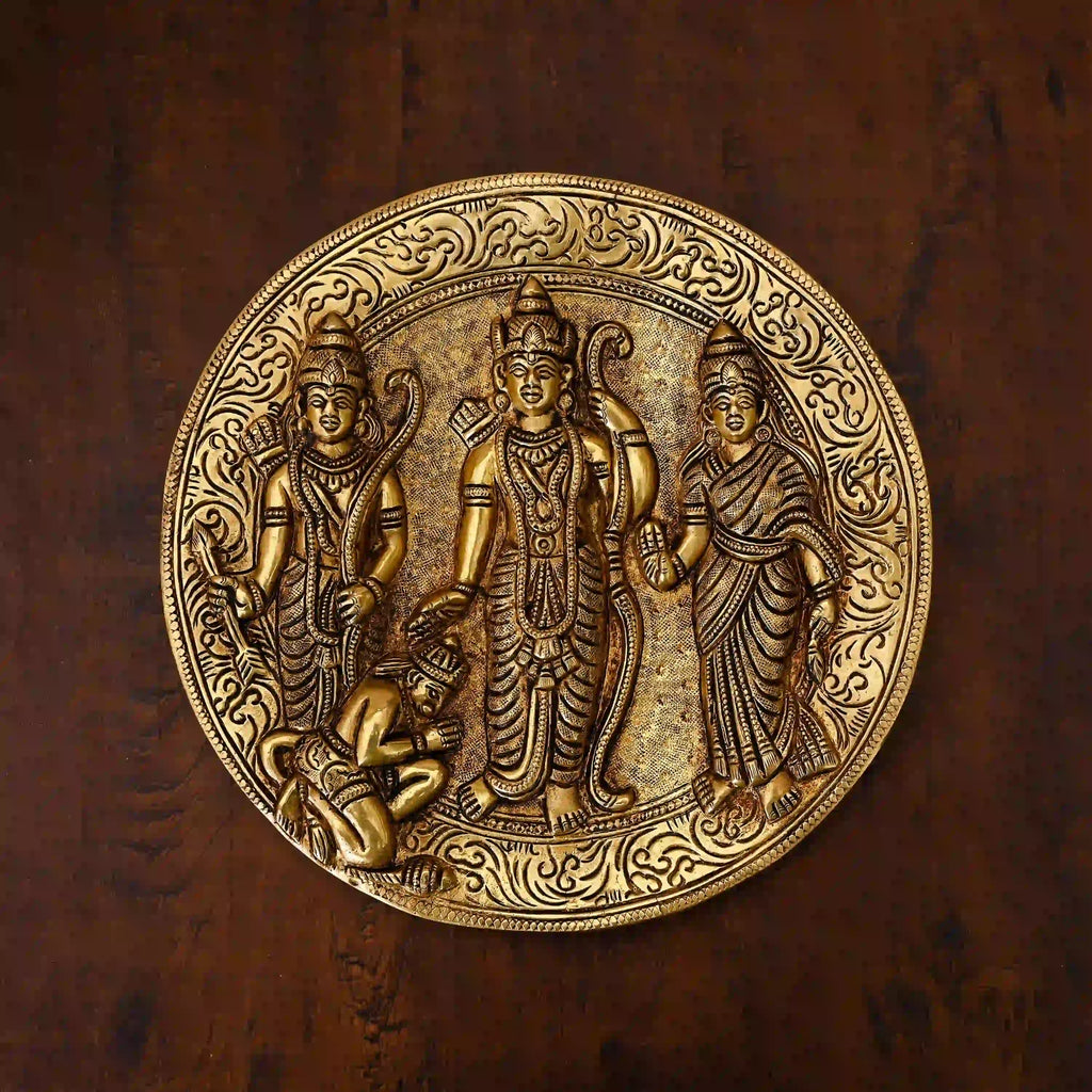 Brass Ram Darbar Wall Hanging Plate (8 Inch) Vedansh Craft