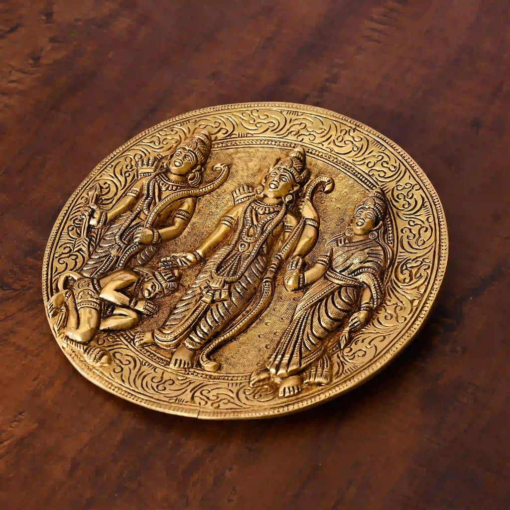 Brass Ram Darbar Wall Hanging Plate (8 Inch) Vedansh Craft