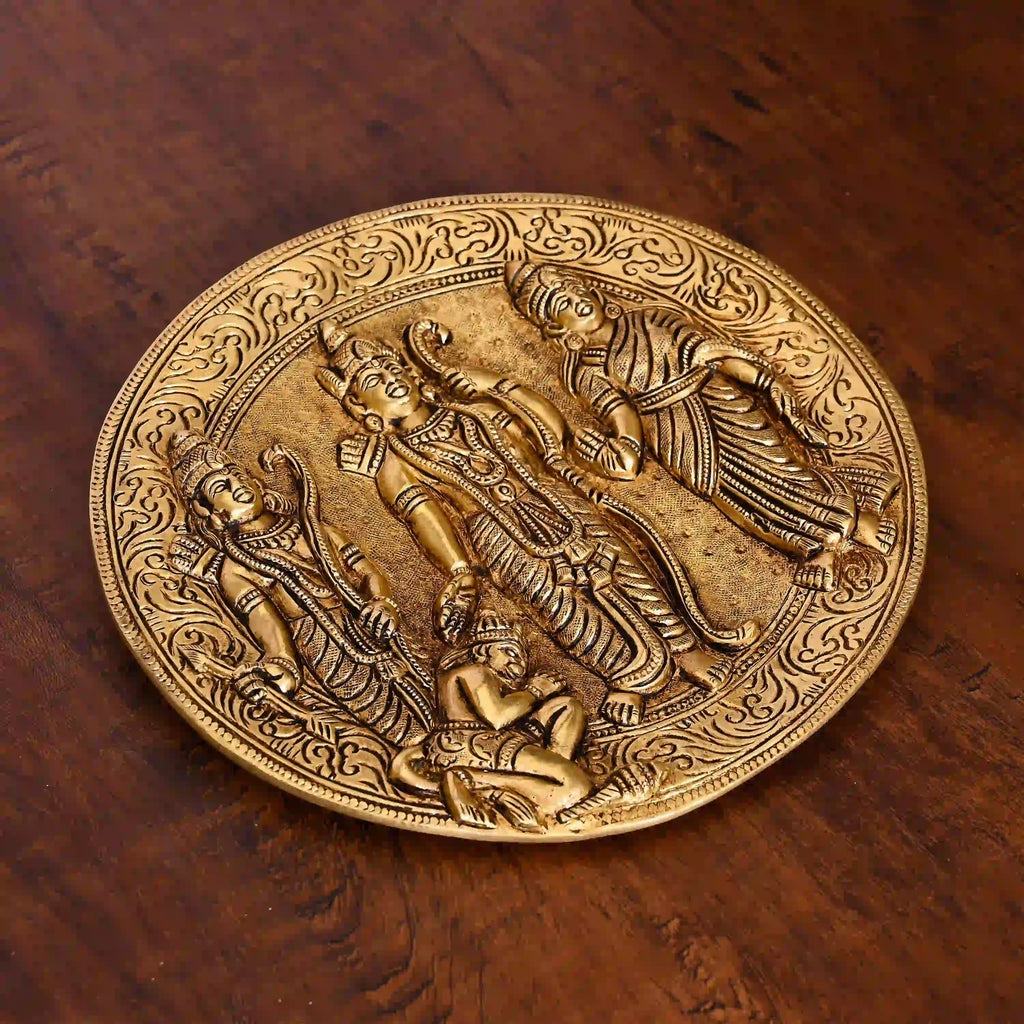 Brass Ram Darbar Wall Hanging Plate (8 Inch) Vedansh Craft