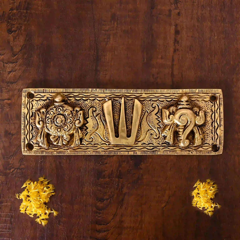 Brass Shankh Chakra Namah Wall Hanging Vedansh Craft