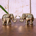 Brass Elephant Statue Pair (2.2 Inch) Vedansh Craft