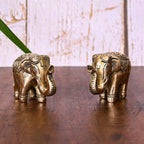 Brass Elephant Statue Pair (2.2 Inch) Vedansh Craft