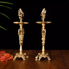 Brass Dancing Ganesha Five Petal Lamp Pair (12 Inch) Vedansh Craft