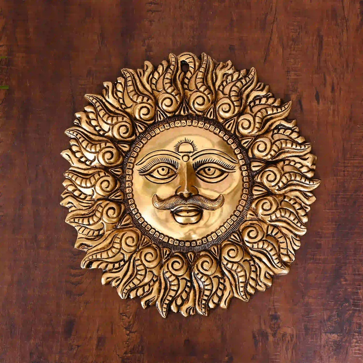 Brass Superfine Sun Face Wall Hanging (11 Inch) Vedansh Craft