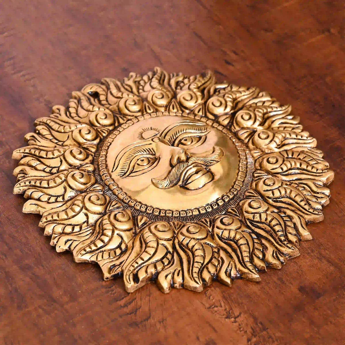 Brass Superfine Sun Face Wall Hanging (11 Inch) Vedansh Craft