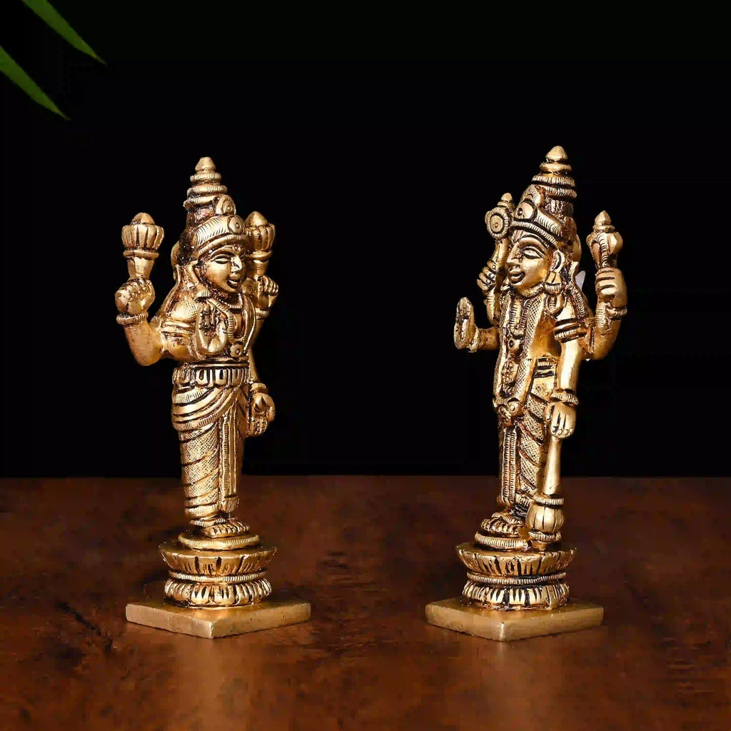 Brass Standing Vishnu Lakshmi Set (5 Inch) Vedansh Craft