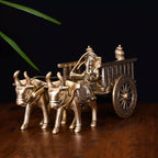 Brass Ganesha Double Bullock Cart (5.8 Inch) Vedansh Craft