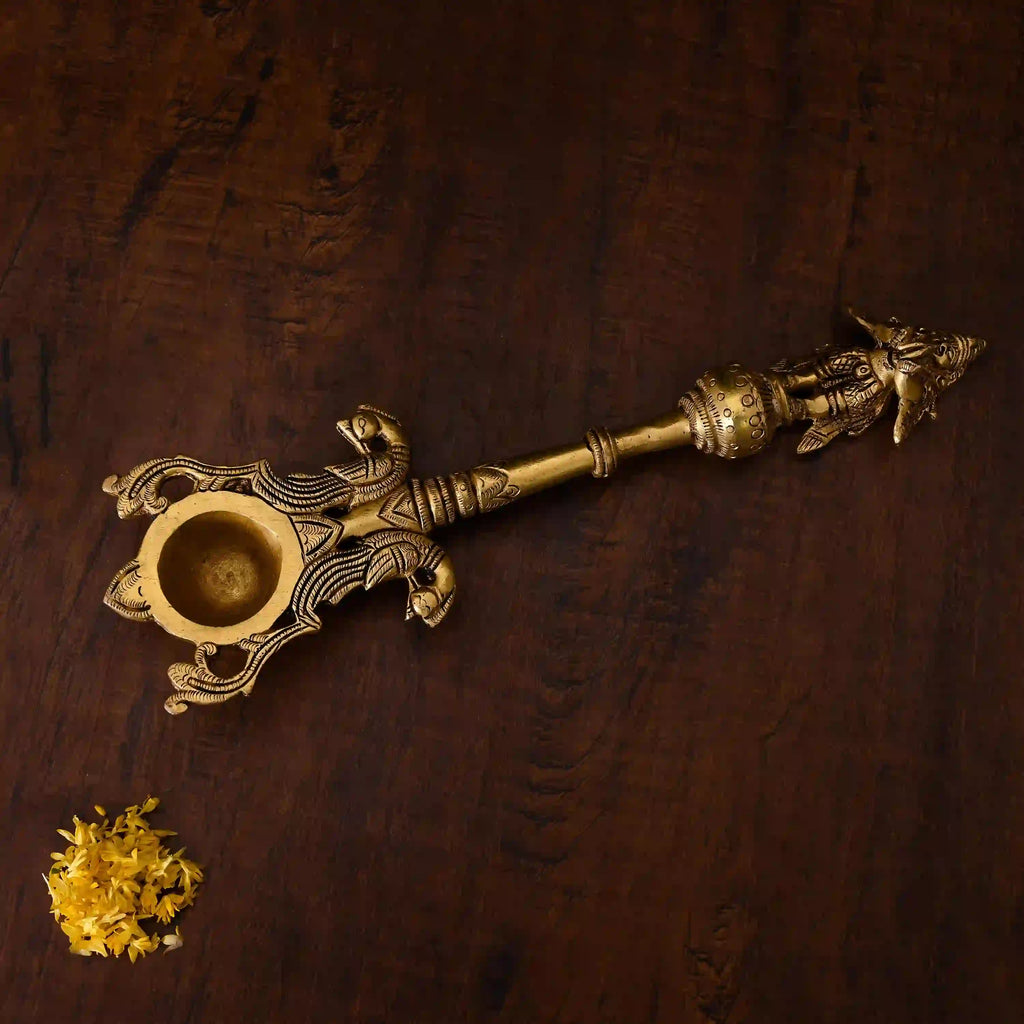 Brass Garuda Ahuti Spoon (10.5 Inch) Vedansh Craft