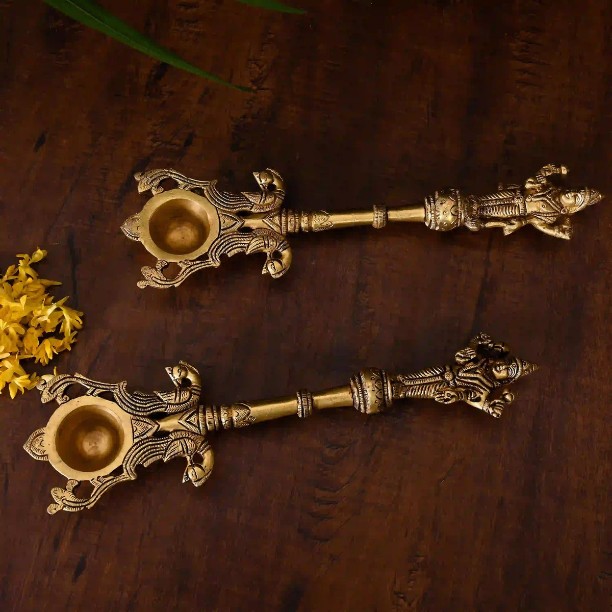 Brass Vishnu Lakshmi Ahuti Spoon Set (10.5 Inch) Vedansh Craft
