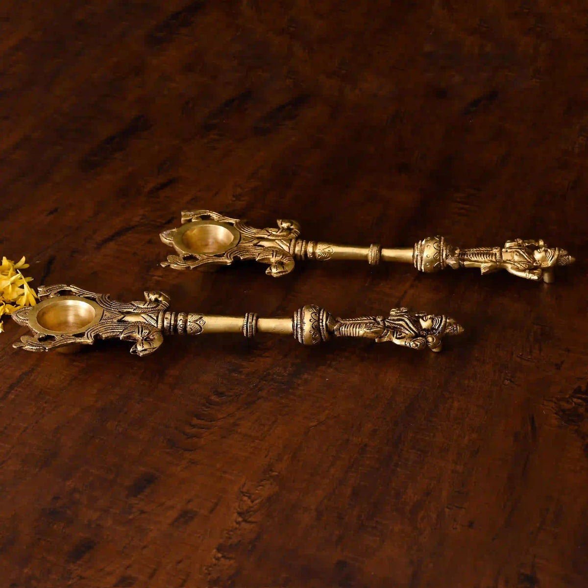 Brass Vishnu Lakshmi Ahuti Spoon Set (10.5 Inch) Vedansh Craft