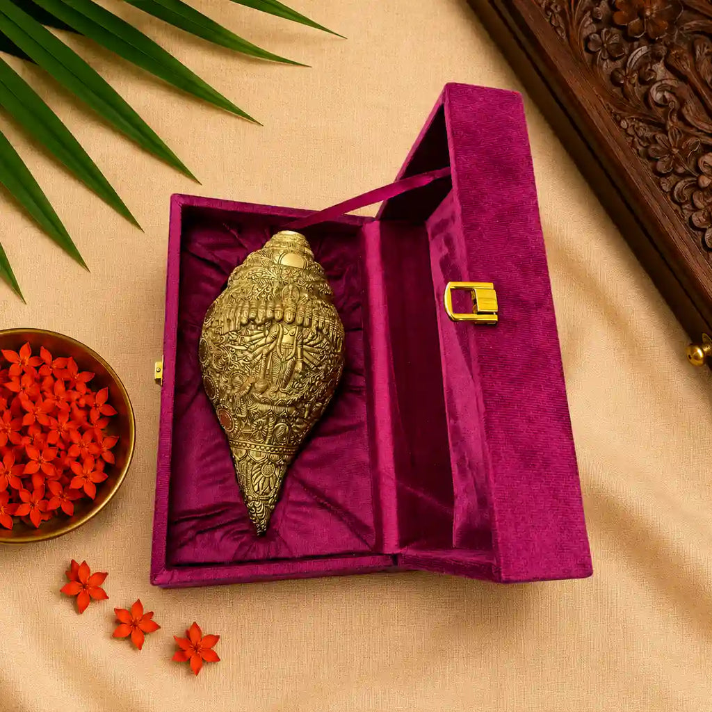 Brass Vishwaroopam Vishnu Conch (9.5 Inch)