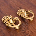 Brass Lion Face Drawer Pulls Pair (2 Inch) Vedansh Craft
