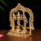 Brass Standing Lord Murugan With Devasena And Valli Idol Set (8.5 Inch) Vedansh Craft