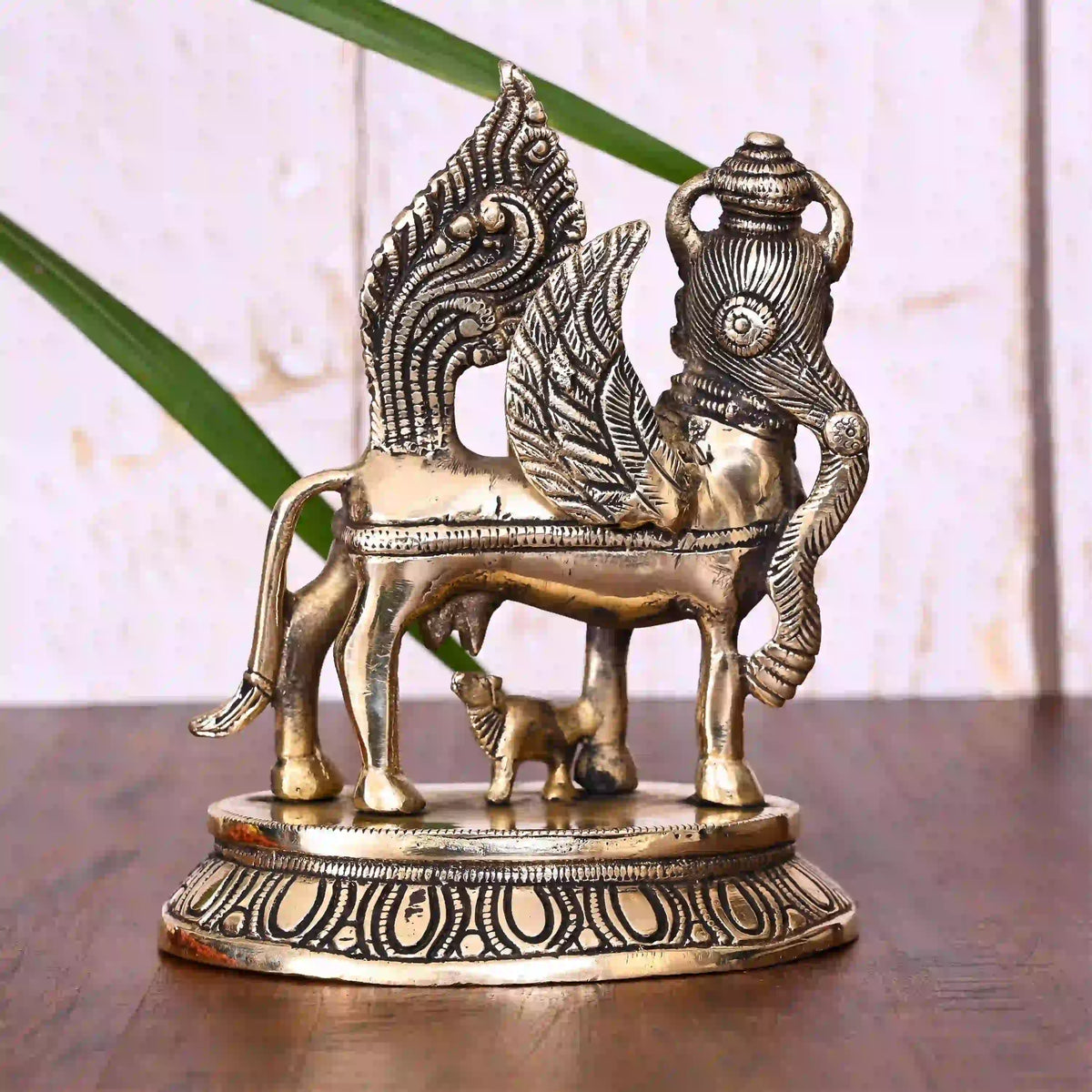 Brass Kamdhenu Cow With Calf Idol Vedansh Craft