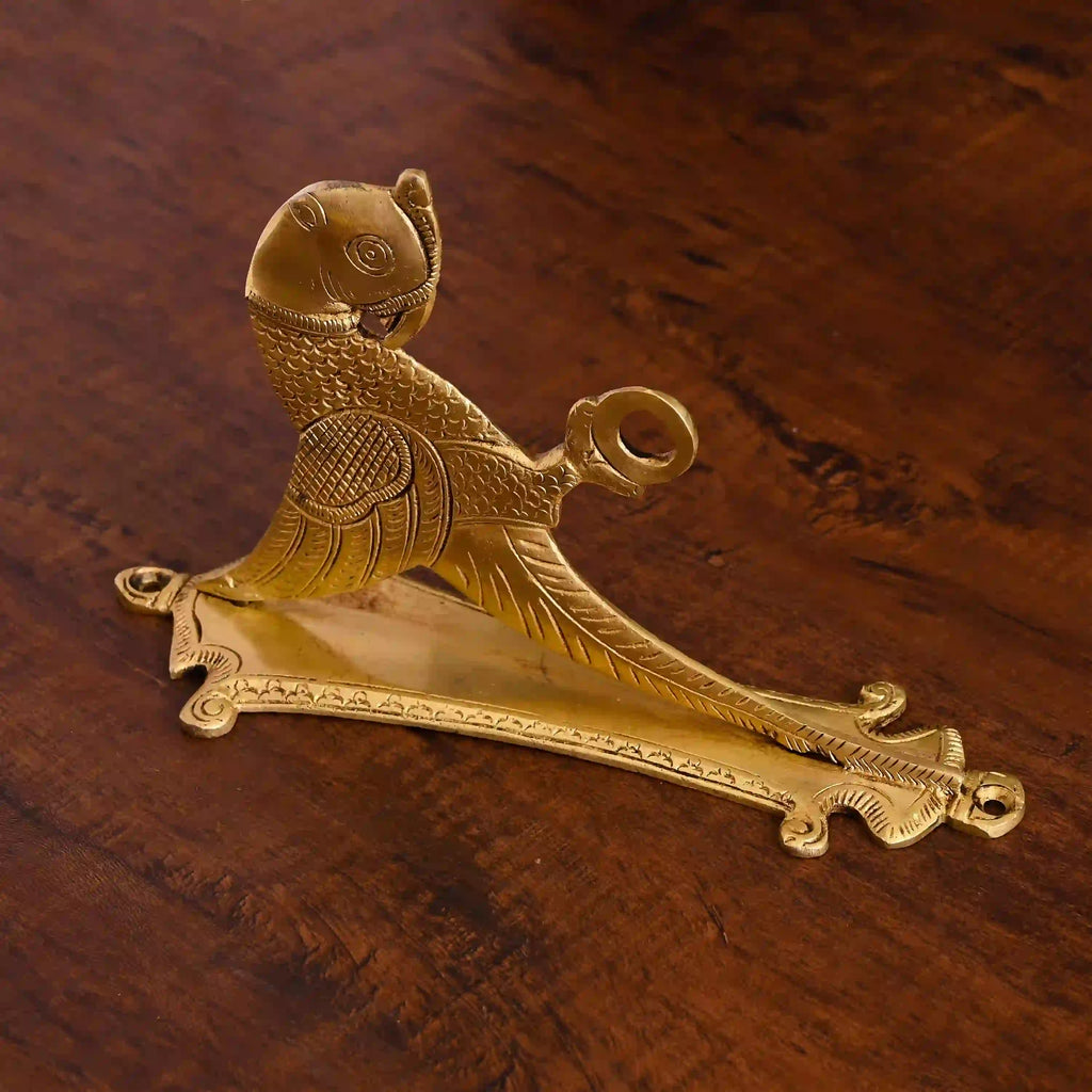 Brass Parrot Wall Mount Bracket (5 Inch) Vedansh Craft