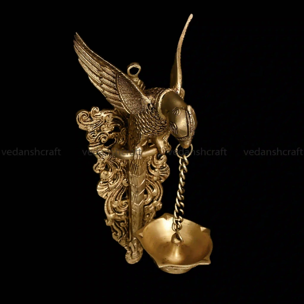Brass Parrot Wall Hanging With Bell (16 Inch) Vedansh Craft