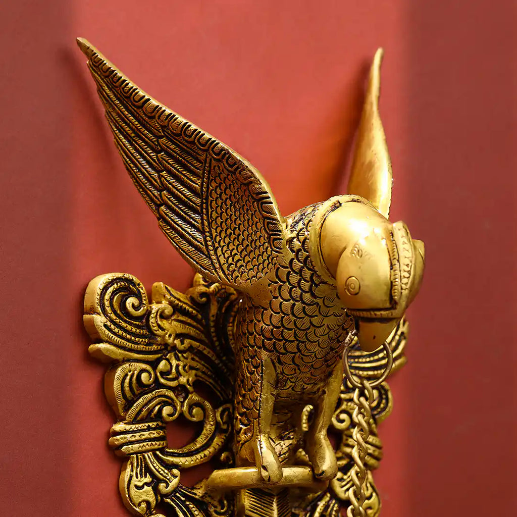 Brass Parrot Wall Hanging With Bell (16 Inch) Vedansh Craft