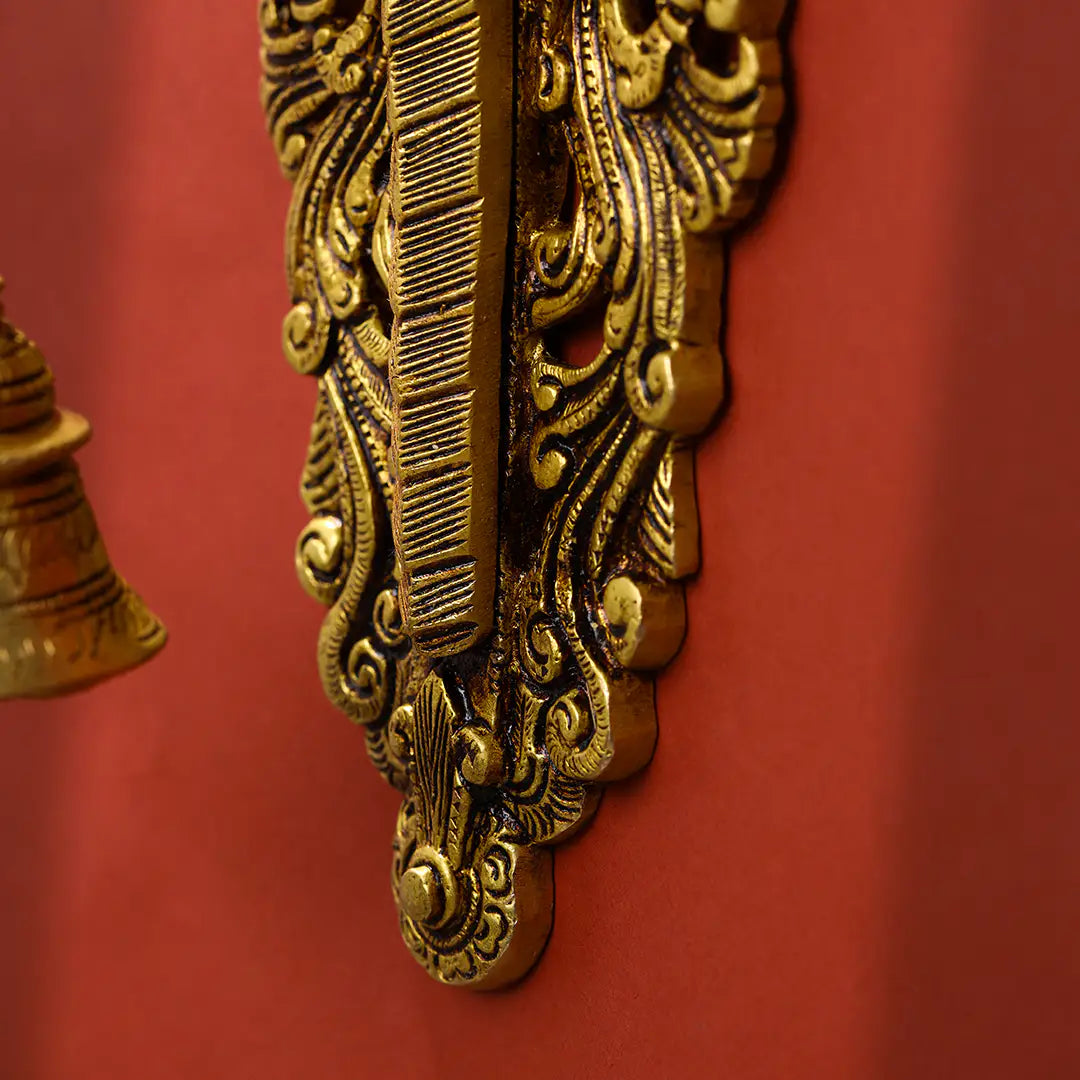 Brass Parrot Wall Hanging With Bell (16 Inch) Vedansh Craft